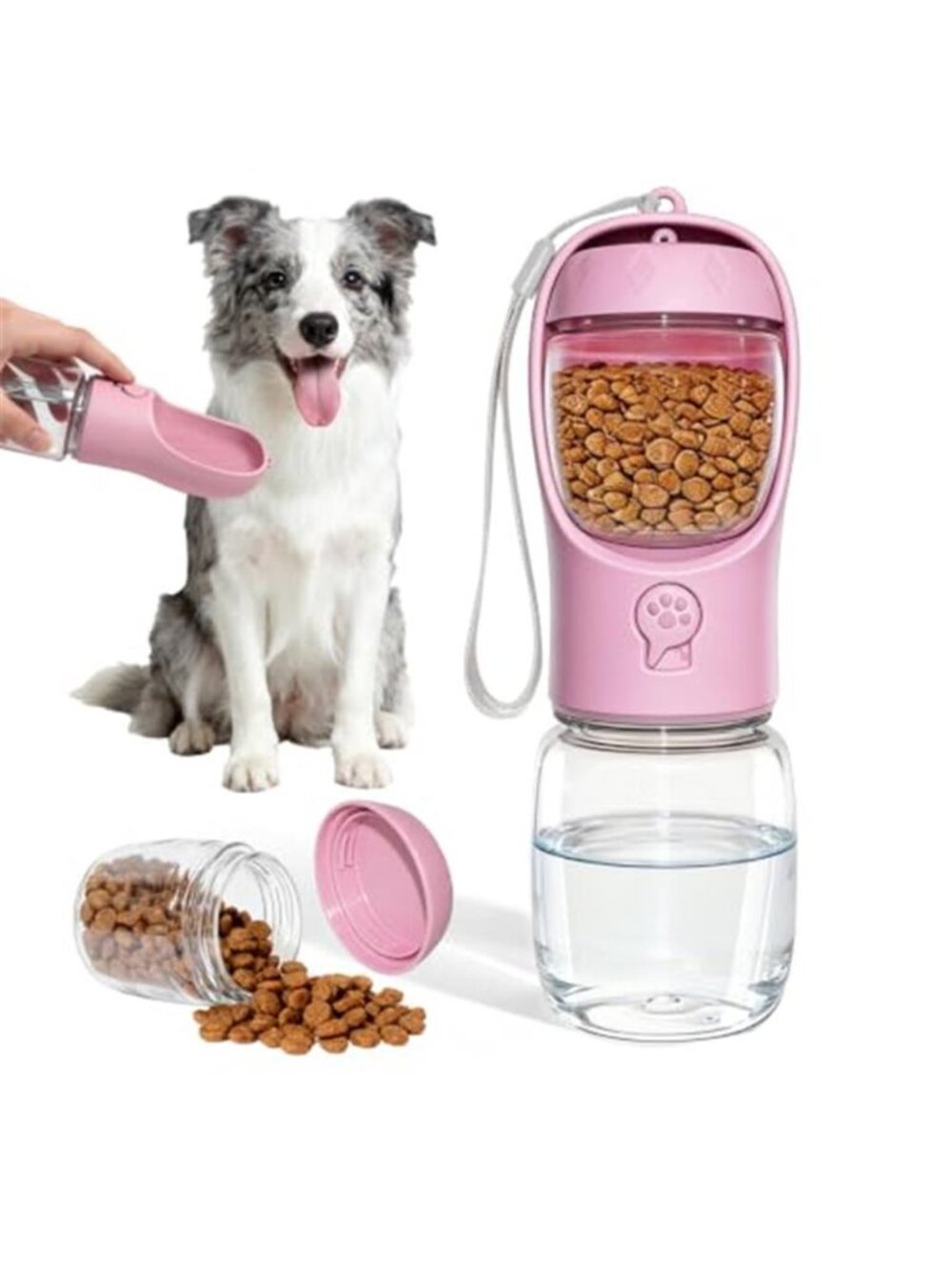 Portable Dog Water Bottle with Food Container Drinking Bottle for Travel